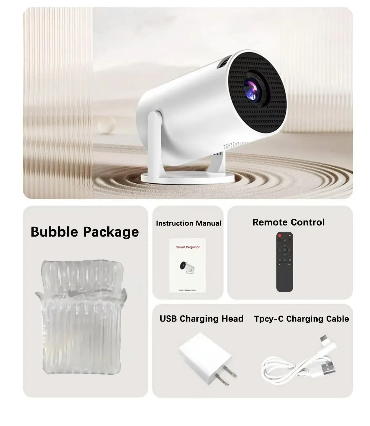 2025 HY300 Ultra 4K Ultra HD 300ANSI Portable Projector Android 11 BT5.4 Electronic Focus Built-in Speaker For Home Theater