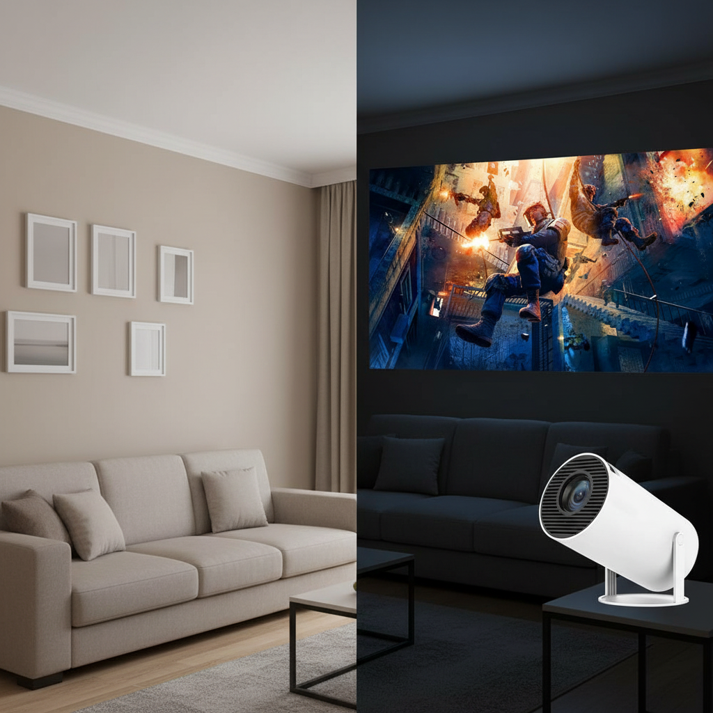 2025 HY300 Ultra 4K Ultra HD 300ANSI Portable Projector Android 11 BT5.4 Electronic Focus Built-in Speaker For Home Theater