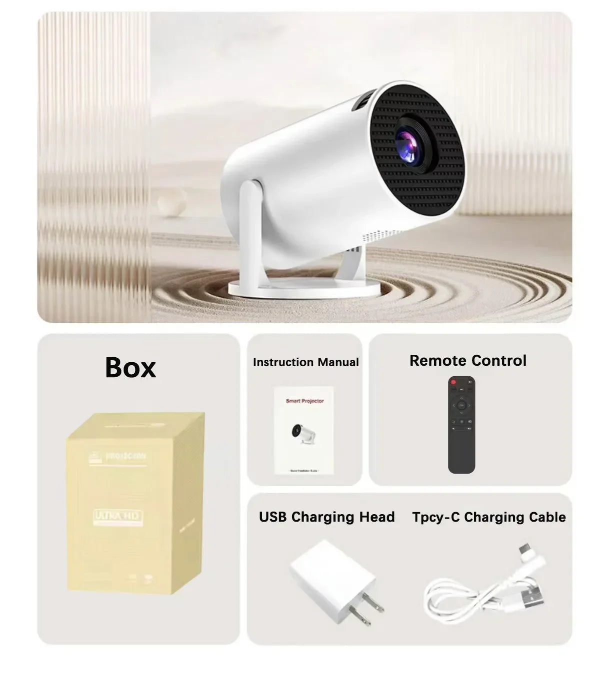 2025 HY300 Ultra 4K Ultra HD 300ANSI Portable Projector Android 11 BT5.4 Electronic Focus Built-in Speaker For Home Theater